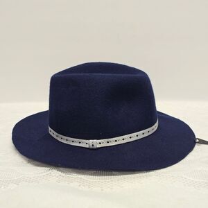 D&Y Womens Navy Blue Wool Fedora Hat NWOT